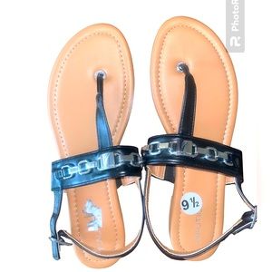 NWOT Náutica Black Sandals with Silver Hardware Size 9.5